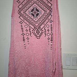 Graphic Pink and Black Tank Top with Geometric Design
